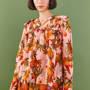 NWT XS Farm Rio Pink Mango Trees Blouse